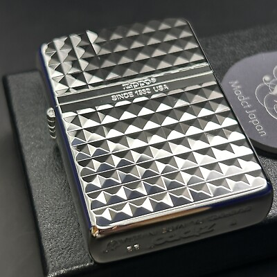 #ad Zippo Armor Case Diamond Cut Mirror Silver Logo Oil Lighter Japan New $119.86