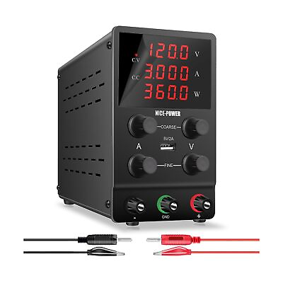 #ad NICE POWER DC Power Supply Variable: 120V 3A Adjustable Switching Regulated H... $122.02