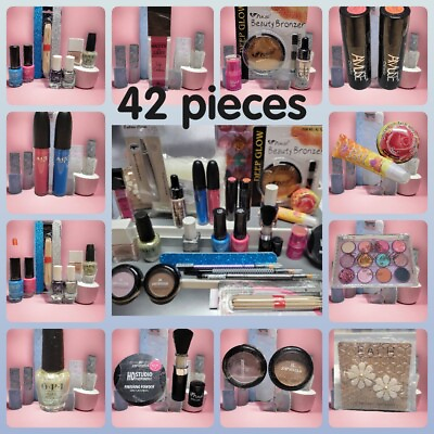 #ad NEW Makeup Beauty Bundle Lot Mixed Cosmetic Set 42 pcs Lips Eyes Cheeks $24.49