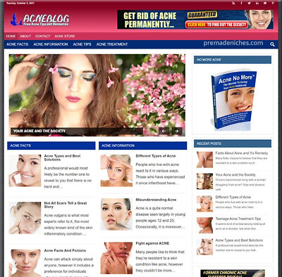 #ad The Best Done for You Acne Blog website make money online from home $6.99