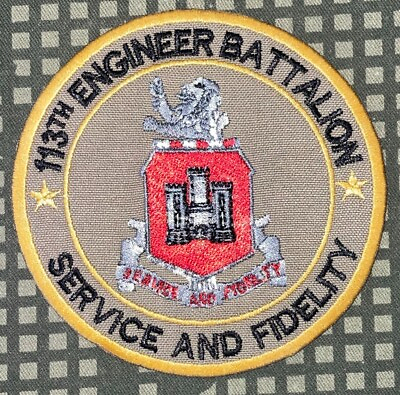 #ad US Army 113th Engineer Battalion quot;Service and Fidelityquot; Patch Iron On Repro B120 $8.49