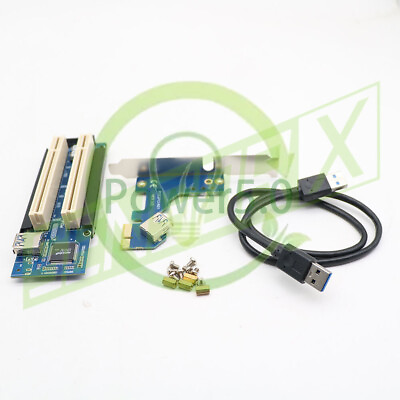 #ad PCI E Express X1 to Dual PCI Riser Extend Adapter Card With 2.6 FT USB 3.0 Cable $30.69