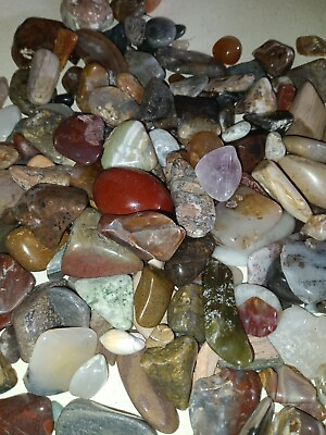 #ad 1LB Tumbled Stones Assorted Mixed Polished Agate Jasper And More $12.88