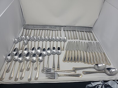#ad Towle Gold Antique Beaded Stainless Flatware Lot 73p Serving plus Sets $450.00
