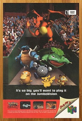 #ad 2000 Pokemon Stadium N64 Vintage Print Ad Poster Nintendo 64 Official Promo Art $19.49