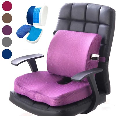 #ad Memory Foam Gel Seat Cushion Lumbar Support Pillow Cover for Office Car Chair $17.89