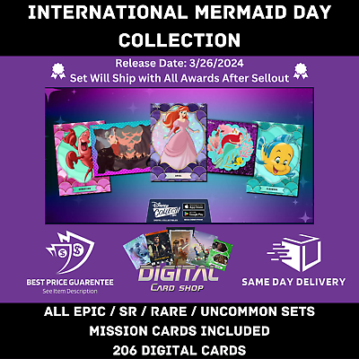 #ad Topps Disney Collect International Mermaid Day Collection All EPIC SR R UC Set $128.94