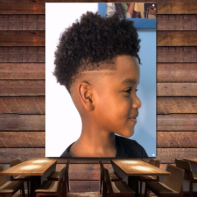 #ad Cute fade haircut Poster for Black boys kids Barber Shop Wall Decor Banner Flag $27.20