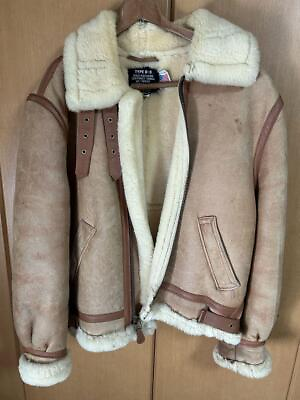 #ad Schott Type B 3 Flight Mouton Bomber Leather Jacket Brown Size 40 USA 1980s Vint $299.99