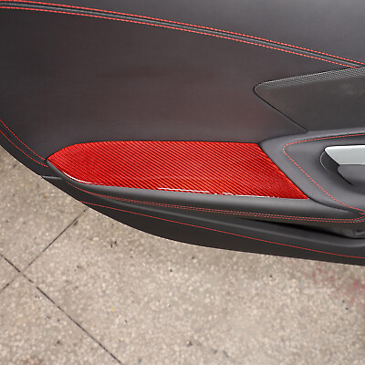 #ad Red Carbon Interior Door Armrest Panel Sticker Trim For Corvette C8 2020 2023 $55.99
