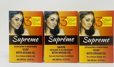 #ad 3 DAYS NO TACHES SUPREME EXFOLIATING SOAP WITH ARGAN OIL { 3 PACK } 200g EACH $29.99
