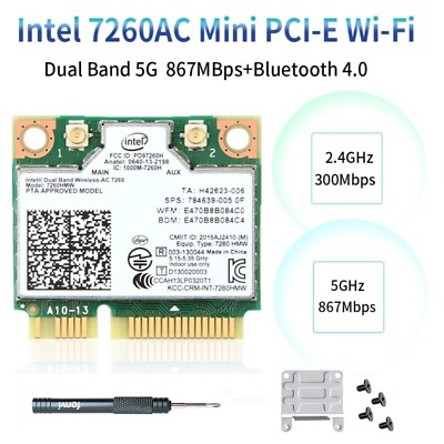 Intel Wireless AC 7260 7260HMW Mini PCIE WiFi Card PC 802.11ac Bluetooth Adapter $16.19