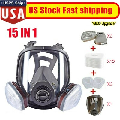 #ad Full Face Gas Mask Respirator Set Painting Spraying w Filters for 6800 Facepiece $39.99