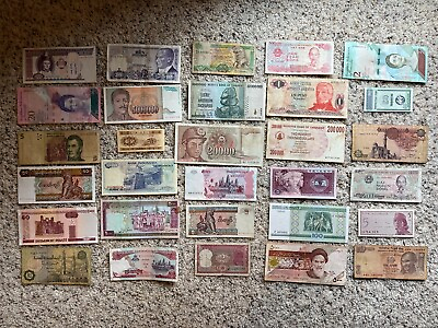 #ad #ad 30 DIFFERENT Banknotes Assorted Circulated Currency Foreign World Paper Money $13.95