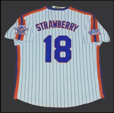 #ad Darryl Strawberry Jersey New York Mets 1986 WS Retro Throwback Stitched NEW SALE $79.47
