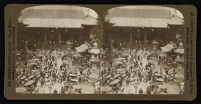#ad Japan Crowds flocking to the great Buddhist temple Asakusa Kwann Old Photo AU $9.00