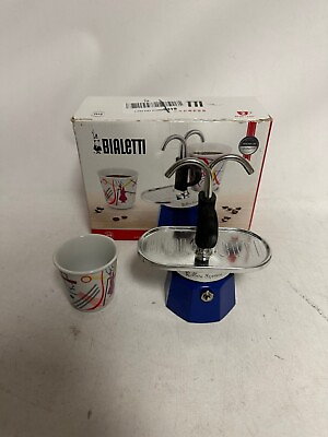 #ad Bialetti Mini Express: Moka Set Coffee Maker 2 Cup 1 shot glass Blue B $25.99