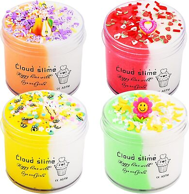 #ad 4 Pack Cloud SlimeMini Slime Kits with LemonLeavesIce GreamUnicornStress Re $19.99