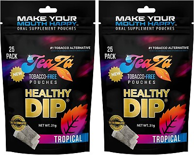 #ad TeaZa Herbal Energy 25pk Bags Tropical Flavor 2 Pack 50 Total Pouches $20.95