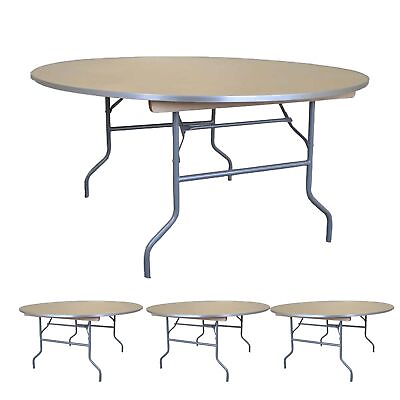 #ad Wood Folding Table 4ft Round Banquet Dining Wedding Event Party Reception 4 Pack $1099.99