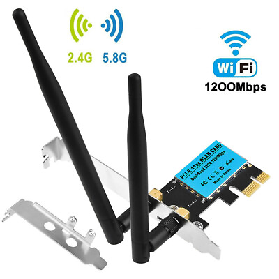 Wireless Dual Band 2.4G 5G PCIE WiFi Adapter Network Card for Desktop Computer $28.79