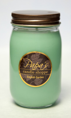 #ad Papa#x27;s Candle Shoppe English Garden 16oz Mason Jar Highly Scented Soy Wax Candle $23.50