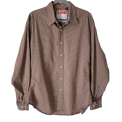 #ad Robert Graham Mens Button Up Shirt L Purple Plaid Freshly Laundered Long Sleeves $18.00