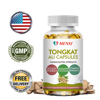 #ad Tongkat Al Extract 200:1 Strong Natural Testosterone Booster 3450mg 120 Capsules $13.68
