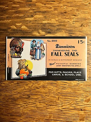 #ad Vintage Dennison Thanksgiving amp; Fall Seals Sticker Booklet. No. 8919 $7.20