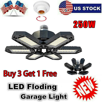 #ad 250W LED Garage Light Bright Work Shop Ceiling Lights Deformable 30000LM Bulb US $12.99