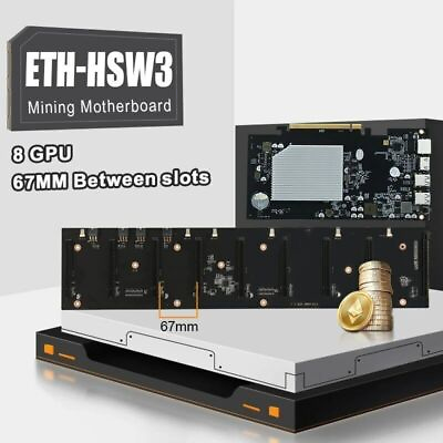 #ad ETH HSW3 Mining Motherboard 8 GPU 67mm Spacing Fast Heat Dissipation Mining Mine $129.97