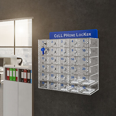 #ad Cell Phone Locker Box 30 Slots Transparent Acrylic Storage Organizer Box W Locks $259.00