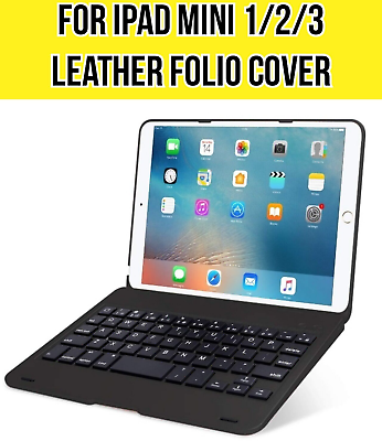 #ad iPad Mini 1 2 3 Bluetooth Keyboard Case PU Leather Folio Stand Cover $29.99