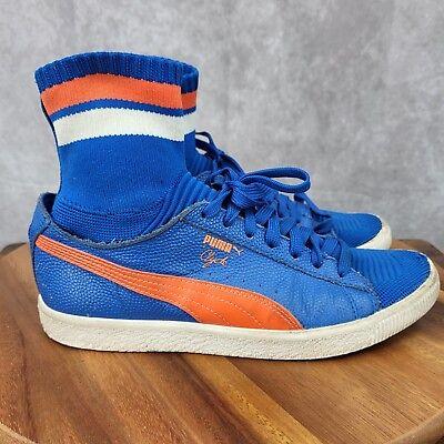 #ad Puma Clyde Sock Basketball Shoes Mens 7 Blue Orange Retro Lace Up Sneakers Knick $44.59