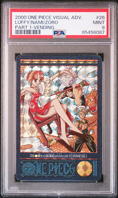 #ad PSA9 No.26 Chinese Luffy Nami Zoro One Piece Visual Adventure Card $299.99