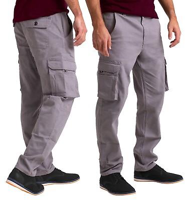 #ad Mens Cargo Combat Flex Work Trouser Relax Fit Multi Pocket Stretch Workwear Pant $25.49