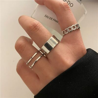 #ad Hiphop Thick Gold Chain Rings Minimalist Millennial Finger Punk Ring Bands 1pc $11.31