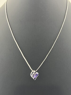 #ad Necklace Heart Purple Pendant. $17.98