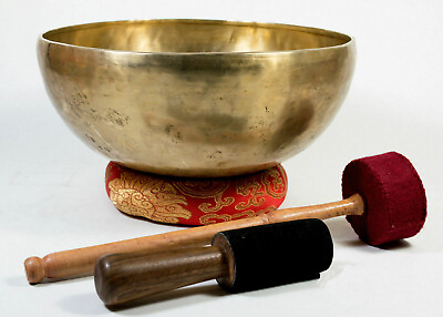 #ad 12 inch master healing singing bowl Handmade Tibetan Bowls with mallet cushion $224.00