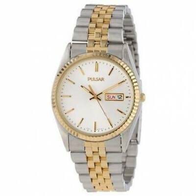 #ad NEW* Pulsar PXF108 Men#x27;s Dress Silver Dial Stainless Steel Two Tone Watch $62.50
