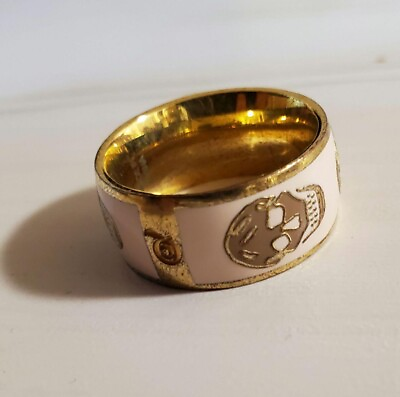#ad Alexander McQueen Ring Skull Gold Pink International size:14 $135.00