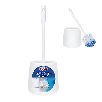 #ad LOLA Toilet Bowl Brush amp; Caddy W Eurostyle Rounded Head for Heavy Duty Cleaning $12.88