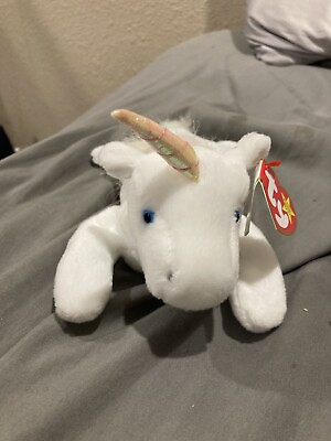 #ad BEANIE BABIES MYSTIC UNICORN WITH PINK HORN AND WHITE COARSE MANE $500.00