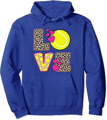 #ad Cute Love Tennis Leopard Print Pink Tennis Unisex Hooded Sweatshirt $36.99
