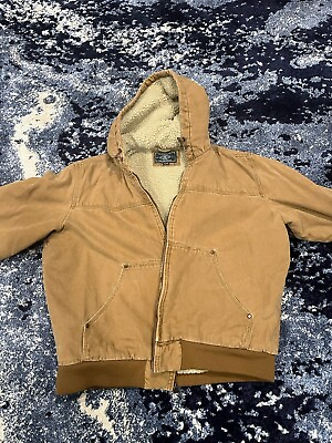 #ad G.H. BASS amp; Co. US Men’s XL Brown Cotton Canvas Sherpa Lined Hooded Work Jacket $50.00