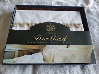 #ad PETER REED WAVES STANDARD PILLOW CASE PAIR BEIGE WHITE $55.00