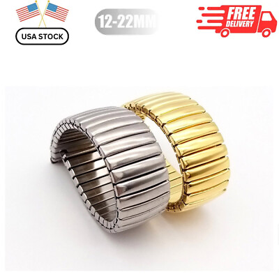 #ad 12 22 MM Stretch Expansion Stainless Steel Watch Band Strap Bracelet Gold USA $9.79