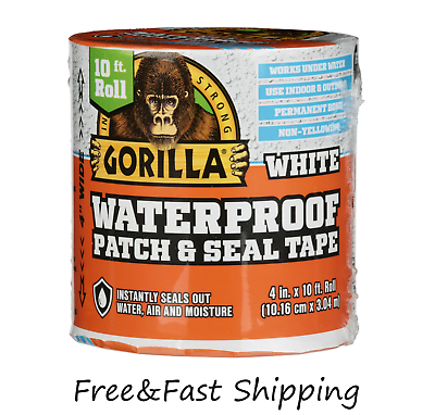 #ad Gorilla Waterproof Patch amp; Seal Permanent Bond 4 in X 10ft White $13.99