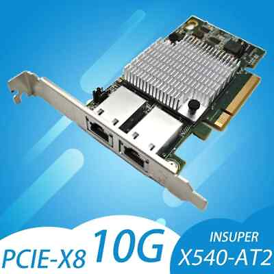 #ad X540 T2 10G Chipset PCIe x8 Dual Copper RJ45 10Gbps Port Ethernet Network Card $35.26