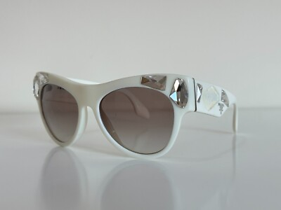#ad Prada SPR 22Q 7S3 0A7 Cat Eye White Brown Crystals Gradient Sunglasses 56 18 140 $63.99